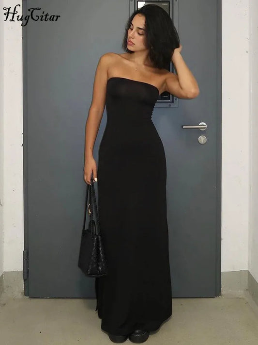 Hugcitar Strapless Bodycon Maxi Dress Women Glam