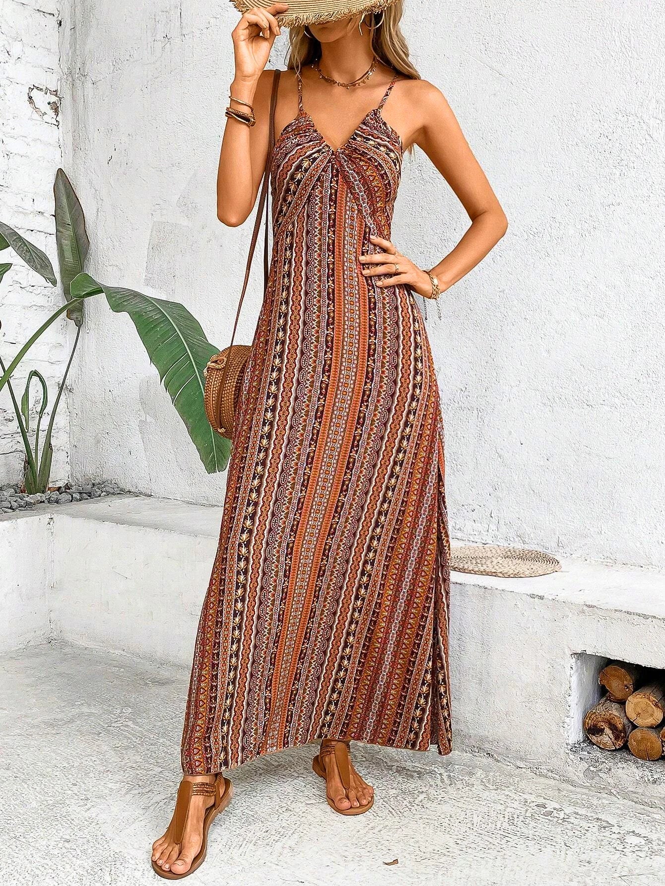 Backless Maxi Dress Women Ethnic Boho