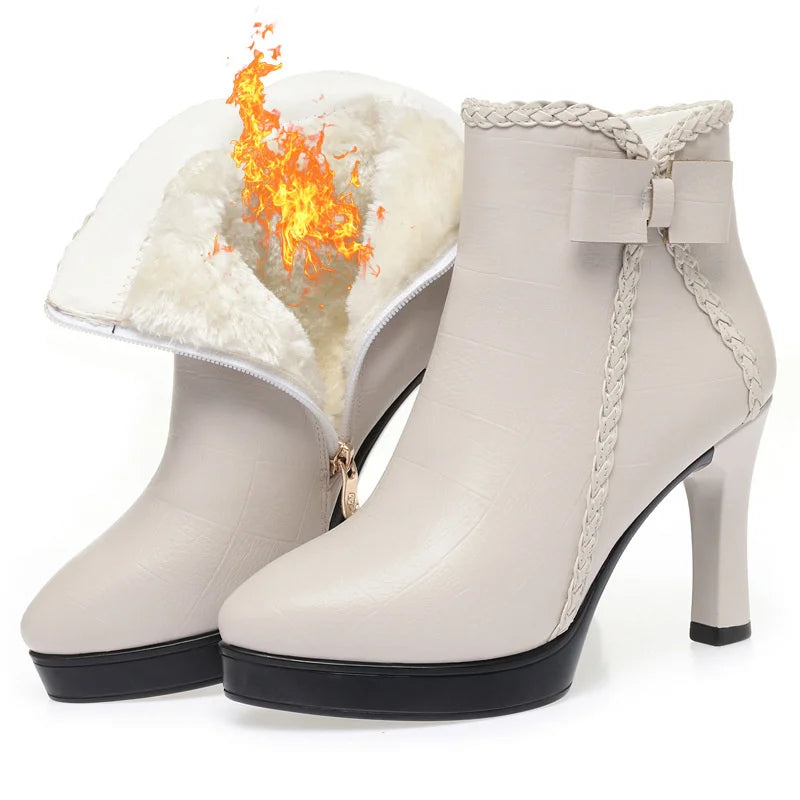 Croc-Embossed Bow High Heels