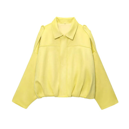 Faux Suede Cropped Jacket Soft Texture