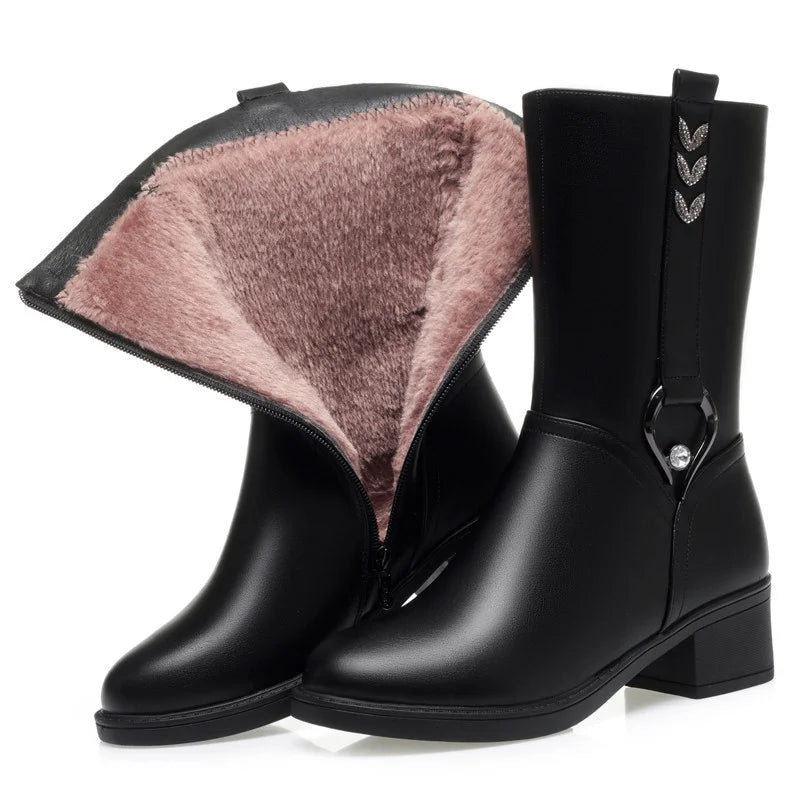 Women's Mid-Calf Block Heel Boots