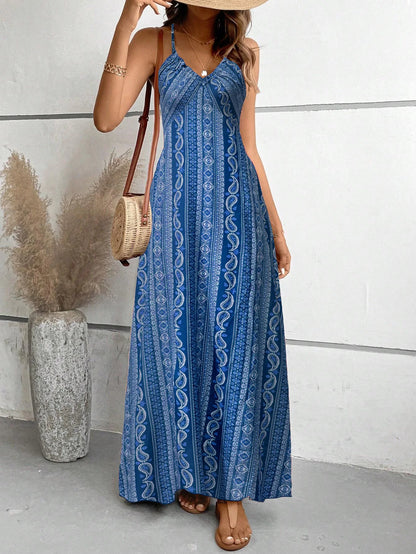Backless Maxi Dress Women Ethnic Boho