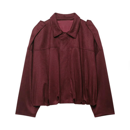 Faux Suede Cropped Jacket Soft Texture