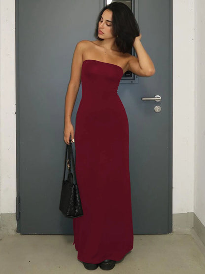 Hugcitar Strapless Bodycon Maxi Dress Women Glam