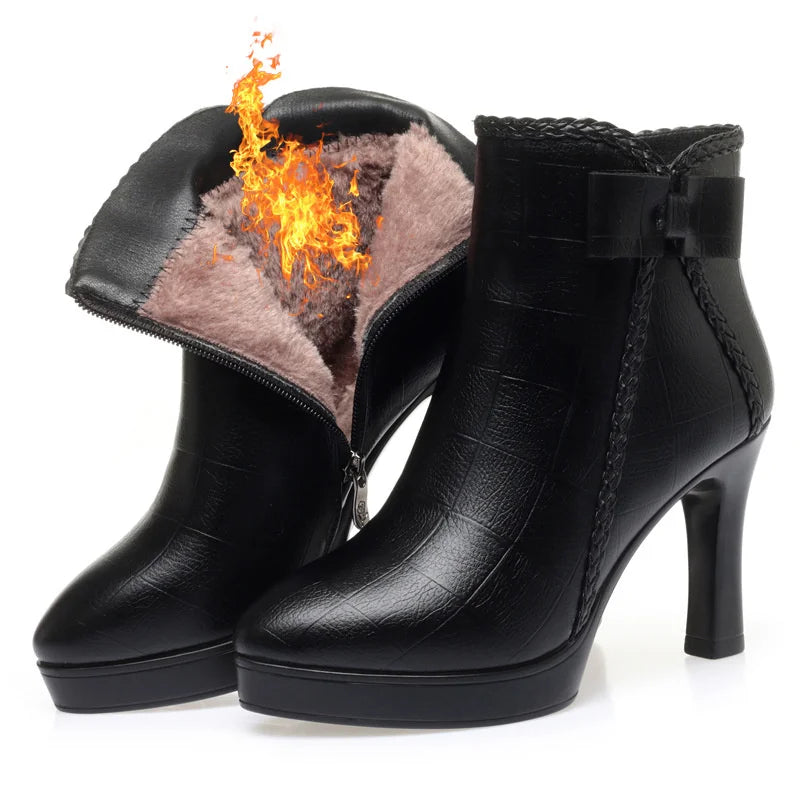 Croc-Embossed Bow High Heels