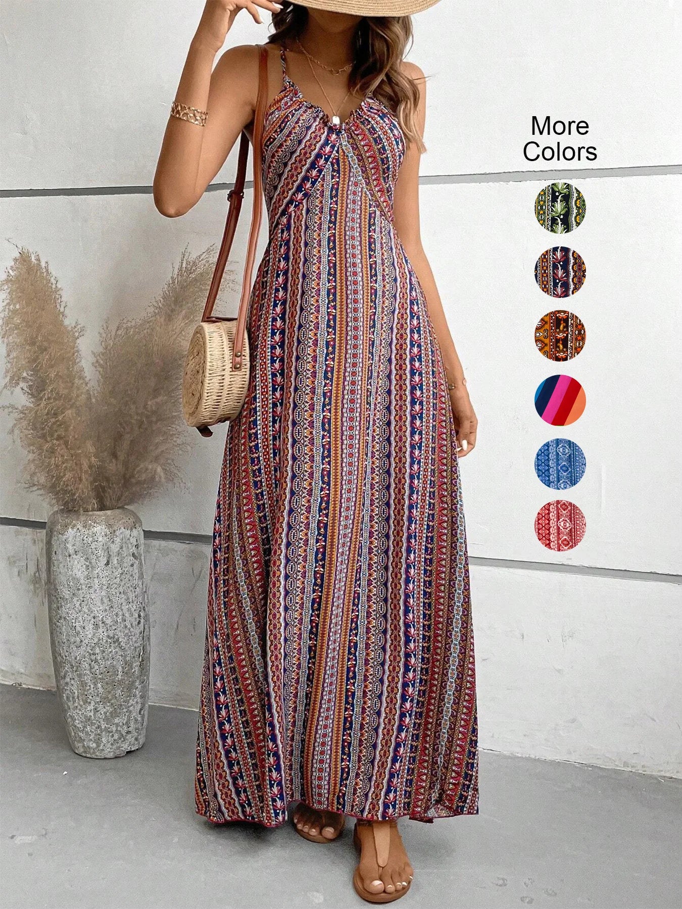 Backless Maxi Dress Women Ethnic Boho