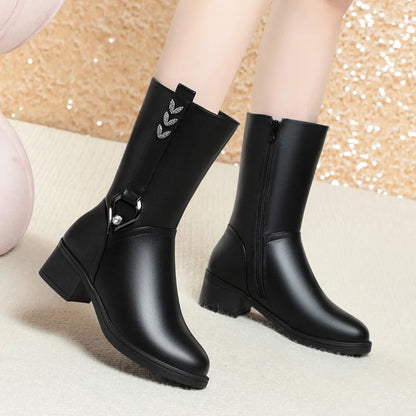 Women's Mid-Calf Block Heel Boots