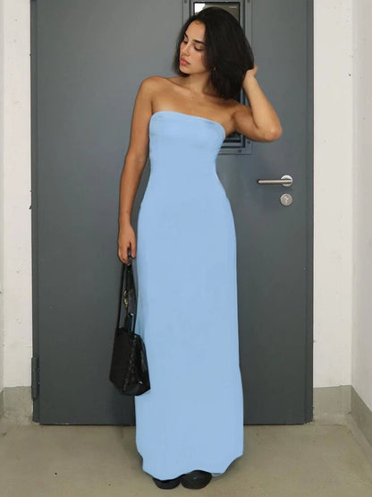Hugcitar Strapless Bodycon Maxi Dress Women Glam