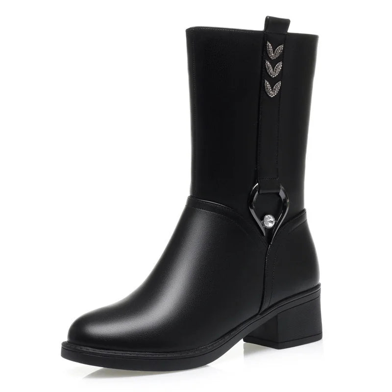 Women's Mid-Calf Block Heel Boots