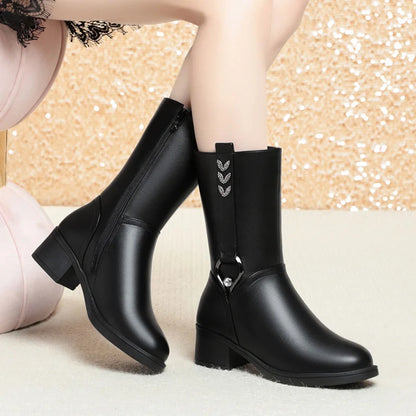 Women's Mid-Calf Block Heel Boots