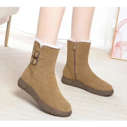 Double Buckle Fur-Lined Boots