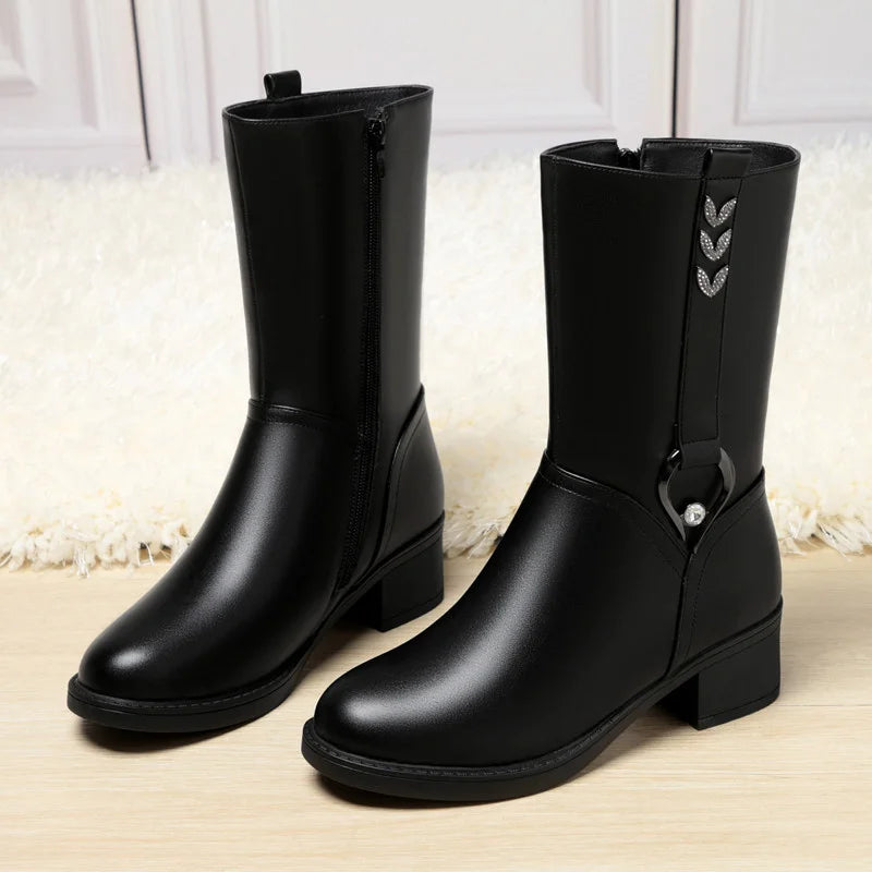 Women's Mid-Calf Block Heel Boots