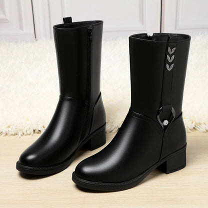 Women's Mid-Calf Block Heel Boots