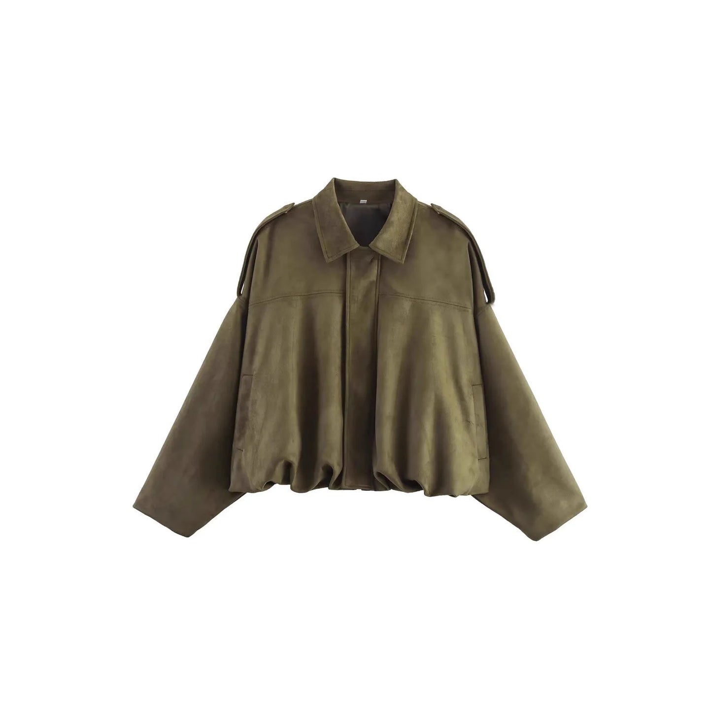 Faux Suede Cropped Jacket Soft Texture