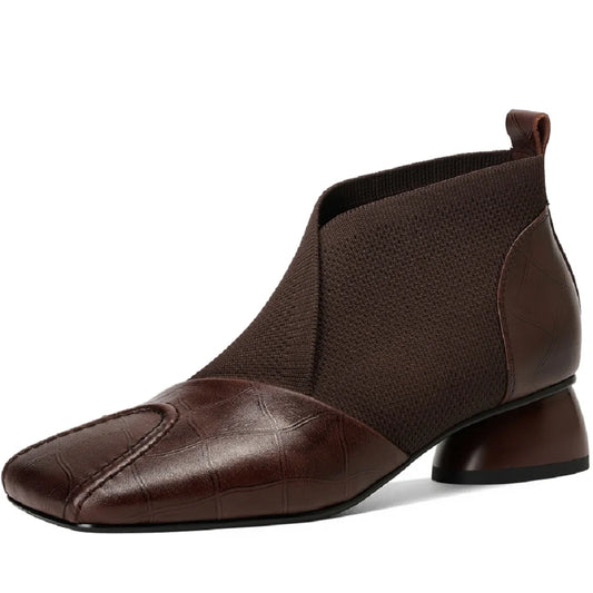 Croc-Embossed Sock Loafer Boots