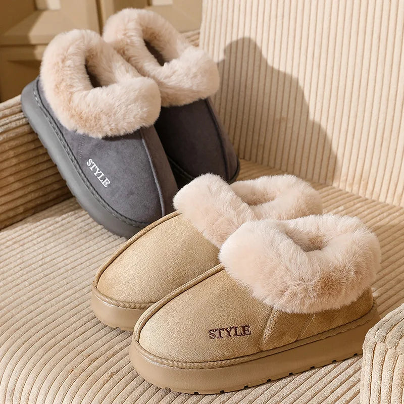 Women's Platform Furry Slippers