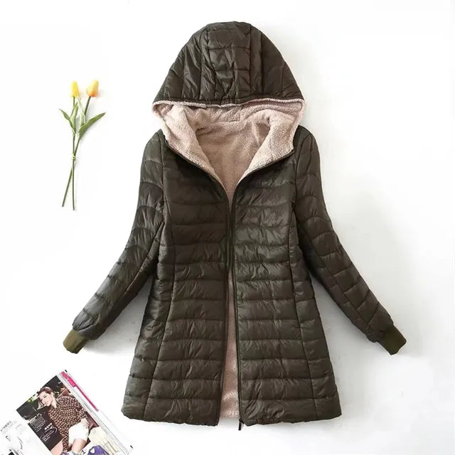 Chaqueta de Algodón con Capucha Mediana Reversible Ana