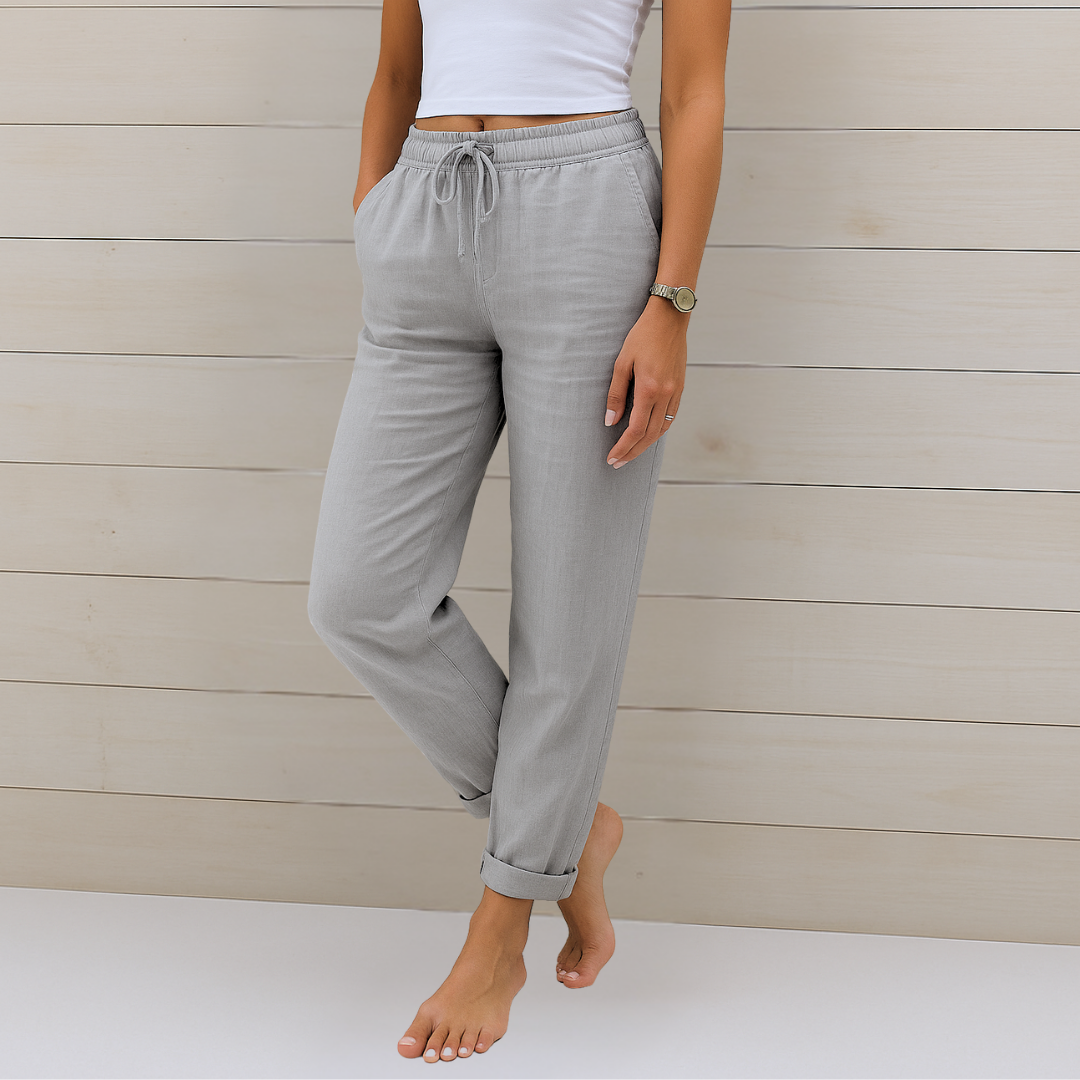 Pantalón Mujer Lino Transpirable Elástico Megan Clásico Ana
