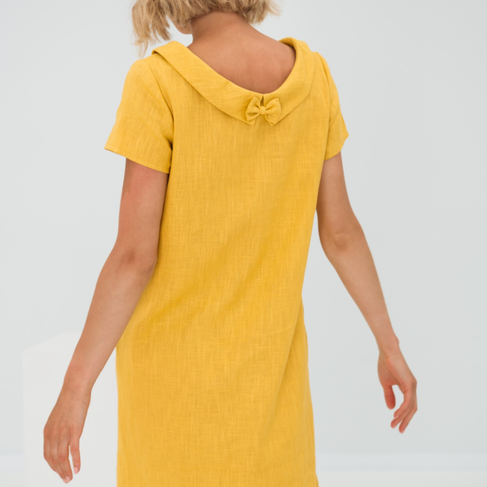 Vestido De Lino Suave Con Bolsillos Elegante Verano Ana