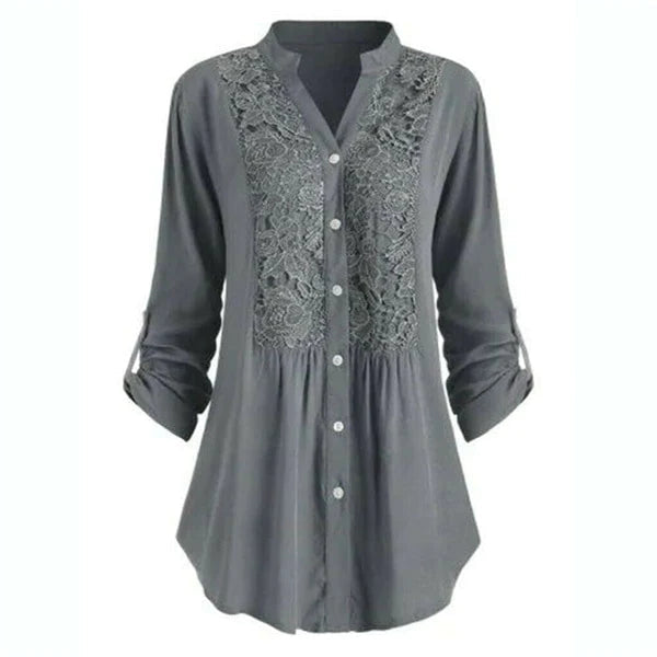 Blusa Larga Con Mangas Abullonadas Para Mujer Moderna Ana