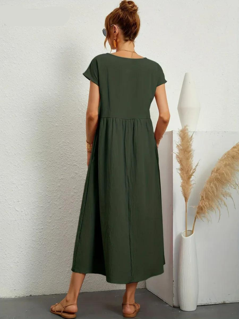 Vestido Rojo Rubí Tejido Ligero Y Fresco Ideal Verano Ana