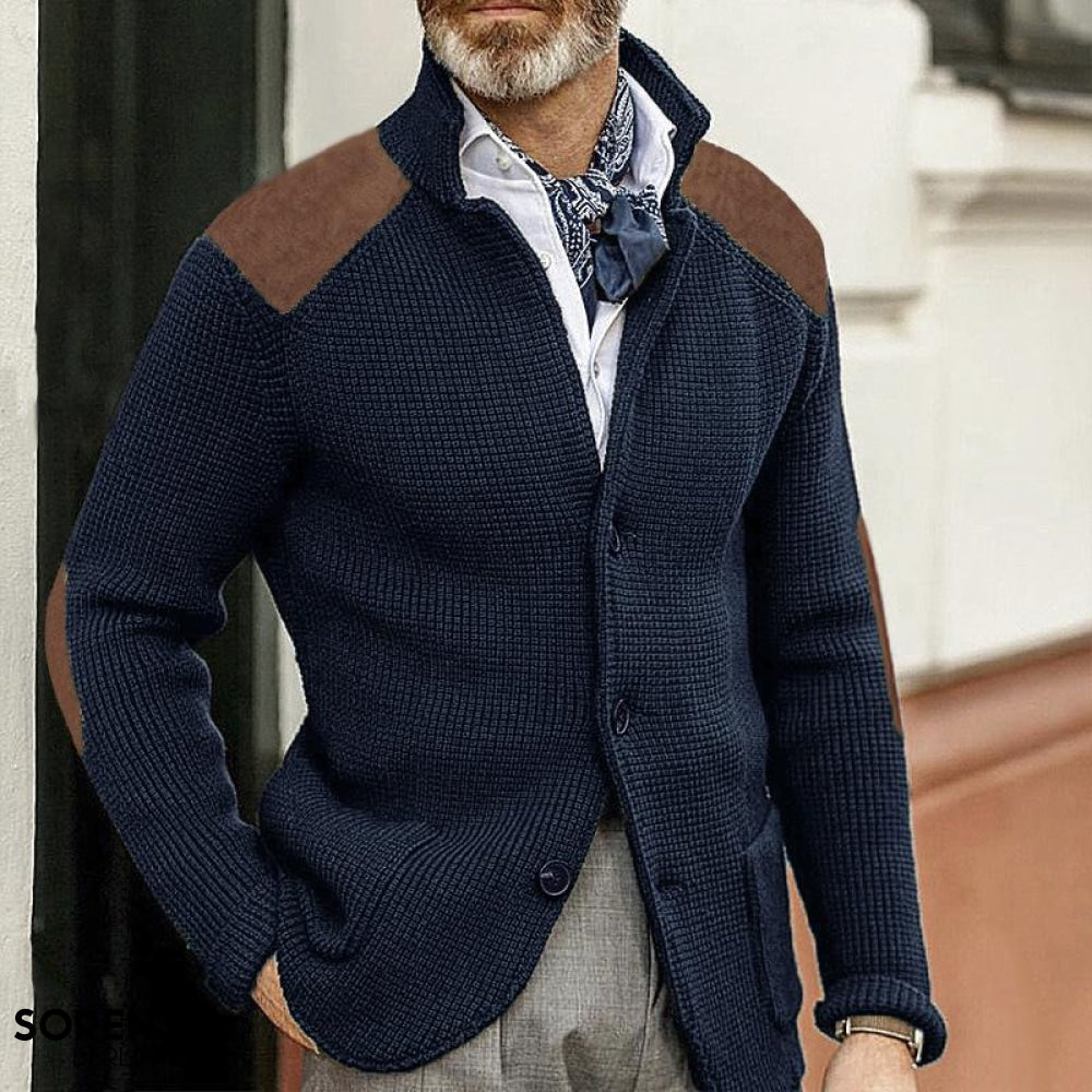 Blazer Vintage Patchwork Cuello Alto Para Hombres Carlos