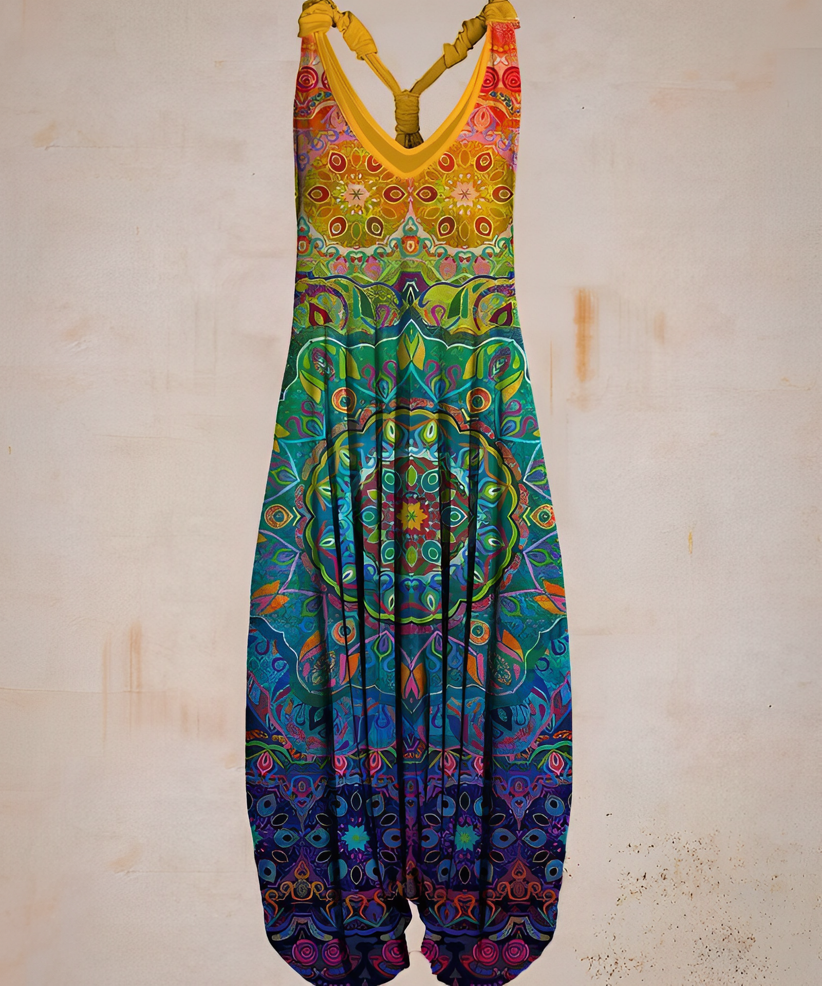 Mono Boho Chic Ligero Con Estampado V Cuello Bohemio Luis