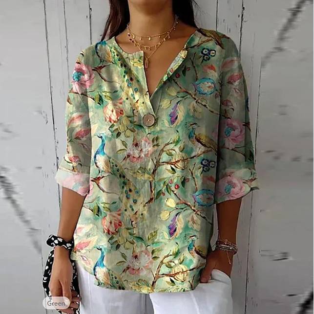 Blusa Veraniega Elegante Con Estampado Floral Fina Ana