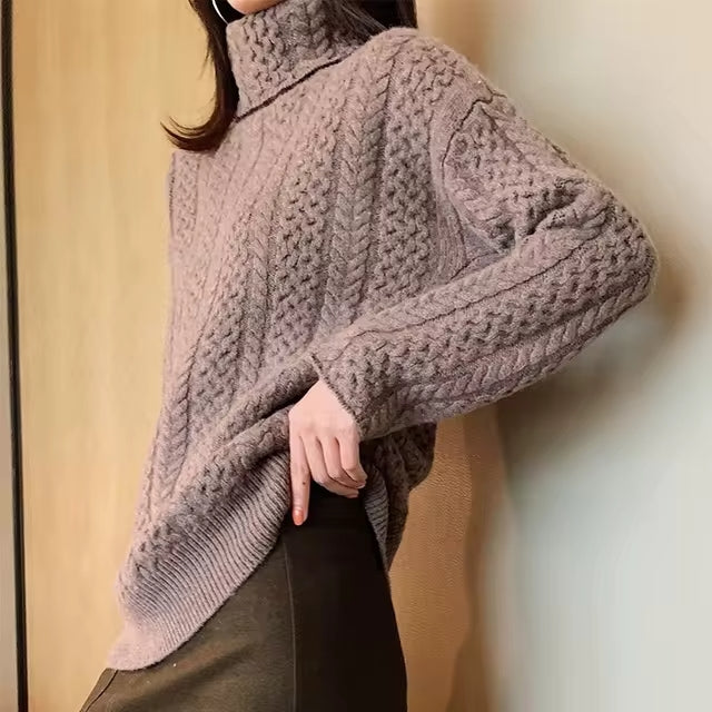 Suéter Cuello Alto Suave Tejido a Mano Alta Calidad Ana