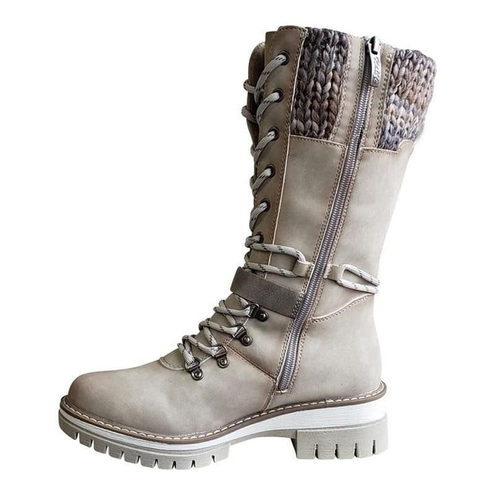 Botas Mujer Tejidas Con Hebilla Piel PU Impermeables Ana