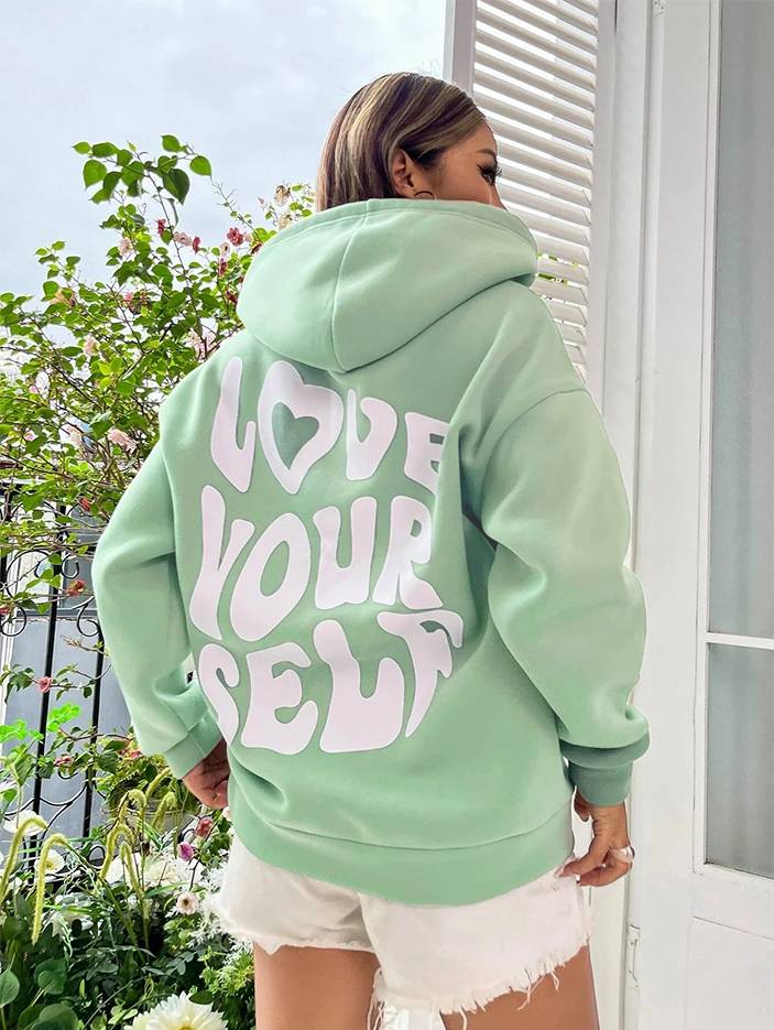 Sudadera Con Capucha Love Yourself Mensaje Inspirador Ana