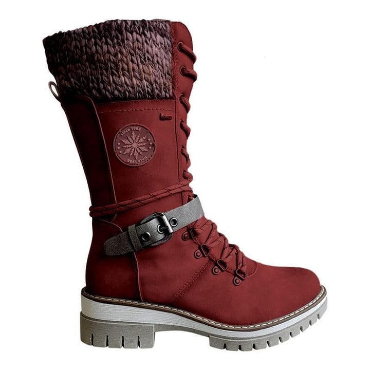 Botas Mujer Tejidas Con Hebilla Piel PU Impermeables Ana