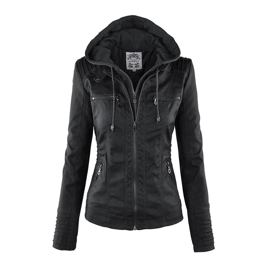 Chaqueta De Cuero PU Con Capucha Desmontable Invierno Ana