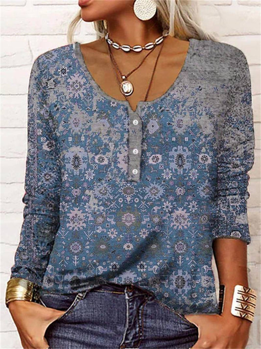 Boho Floral Blouse Long Sleeve