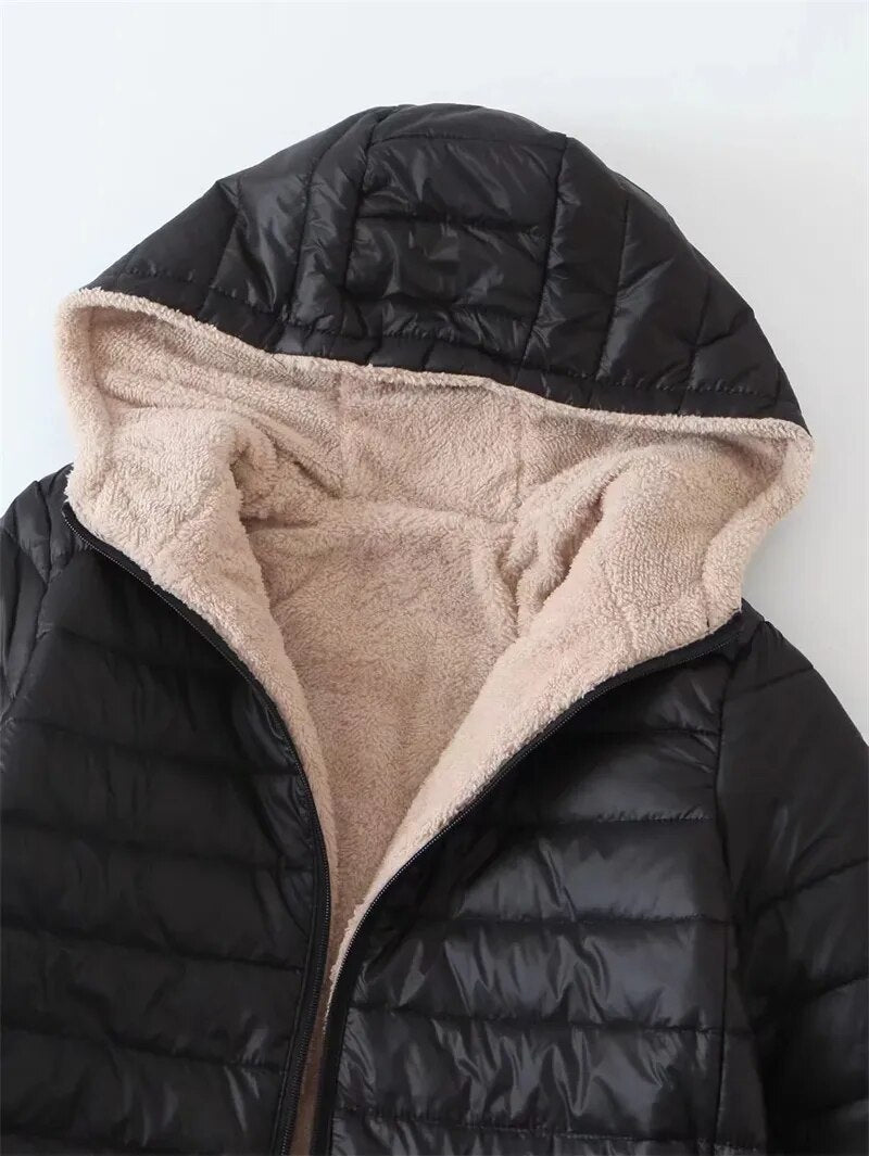 Chaqueta de Algodón con Capucha Mediana Reversible Ana