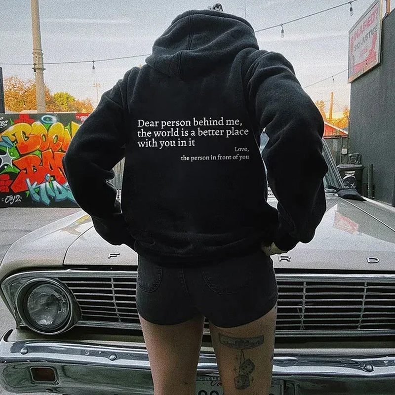 Sudadera Dear Person Behind Me Con Texto Blanco María