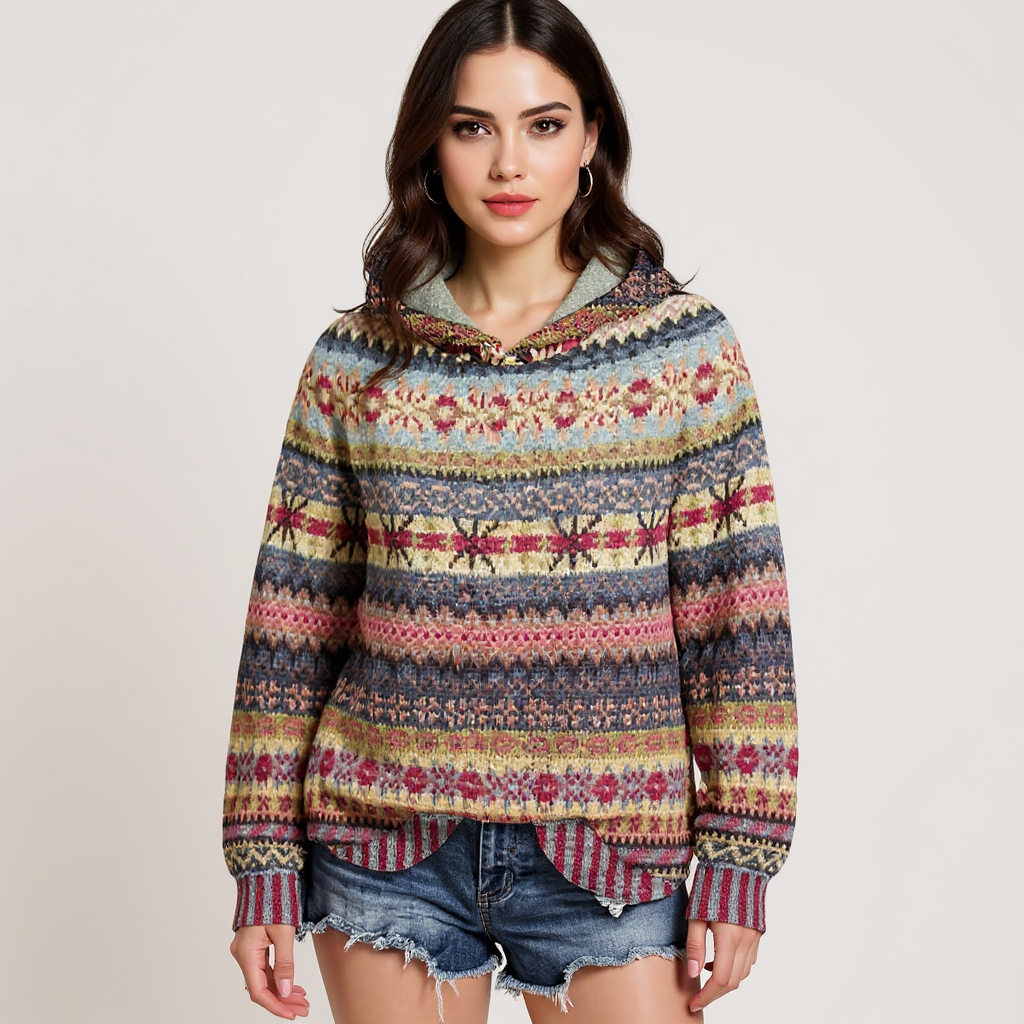 Sudadera Caliente Con Capucha Estampada De Invierno Camila