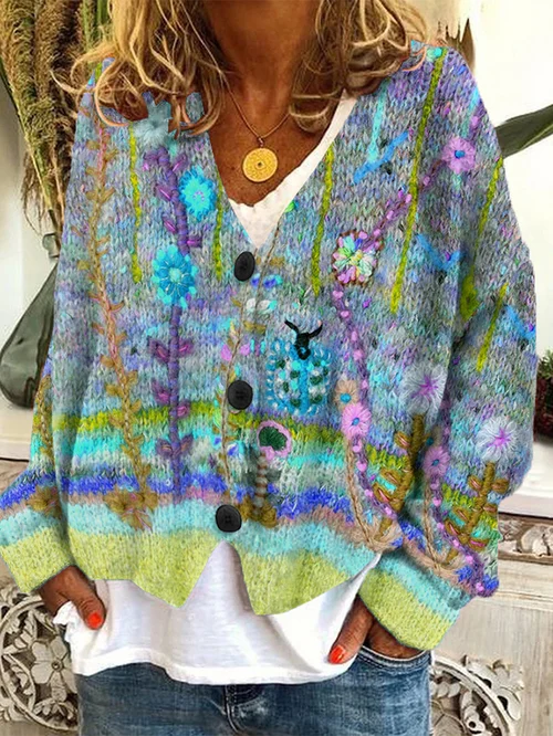 Cardigan Estampado Mujer Con Botones Suave Y Cómodo Ana
