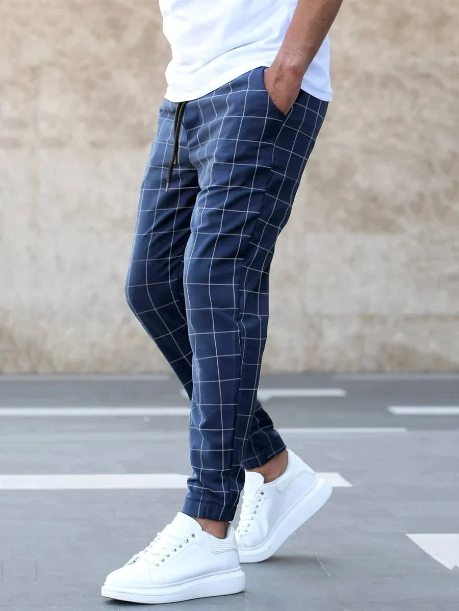 Pantalón Matteo Elegante Con Patrón De Rejilla Alejandro