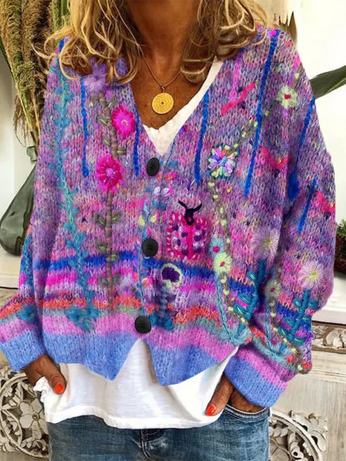 Cardigan Estampado Mujer Con Botones Suave Y Cómodo Ana