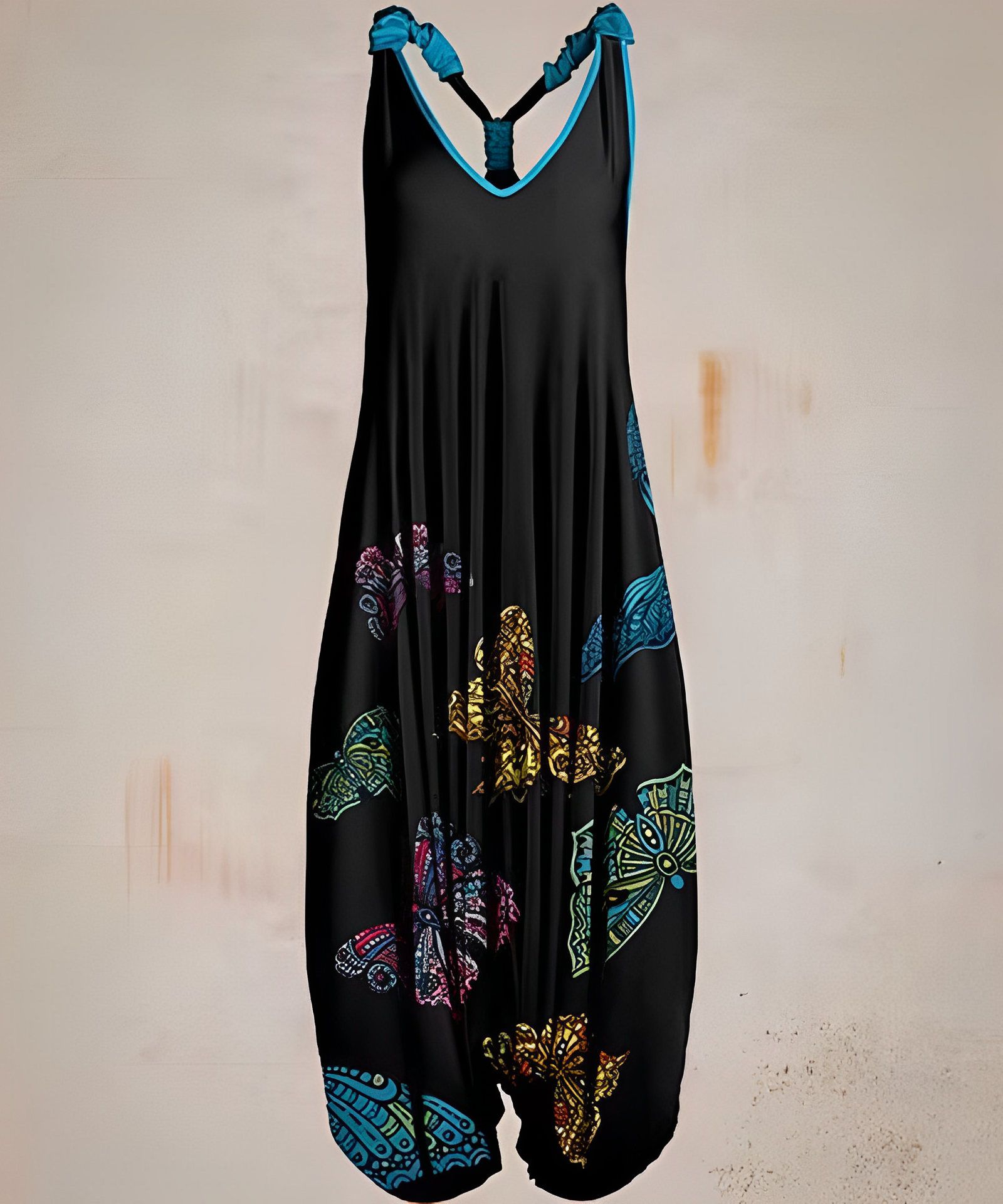 Mono Boho Chic Ligero Con Estampado V Cuello Bohemio Luis