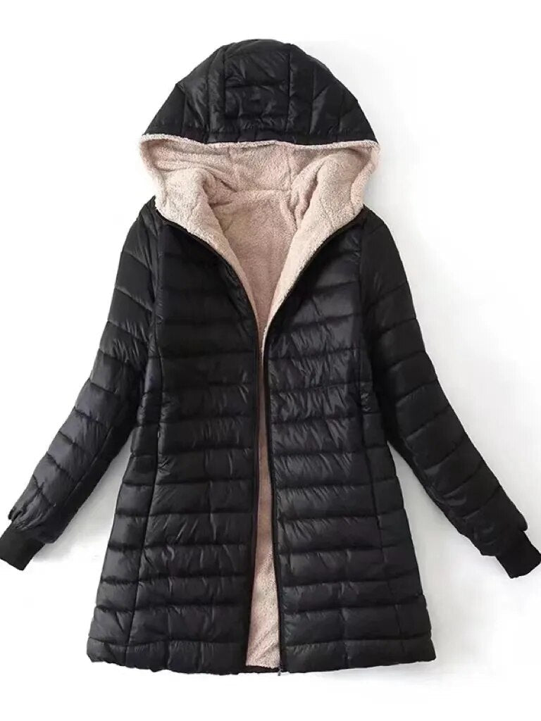 Chaqueta de Algodón con Capucha Mediana Reversible Ana