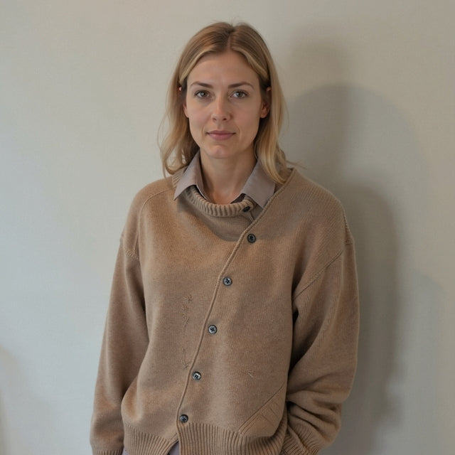 Organic Cotton Sweater Asymmetric Buttons