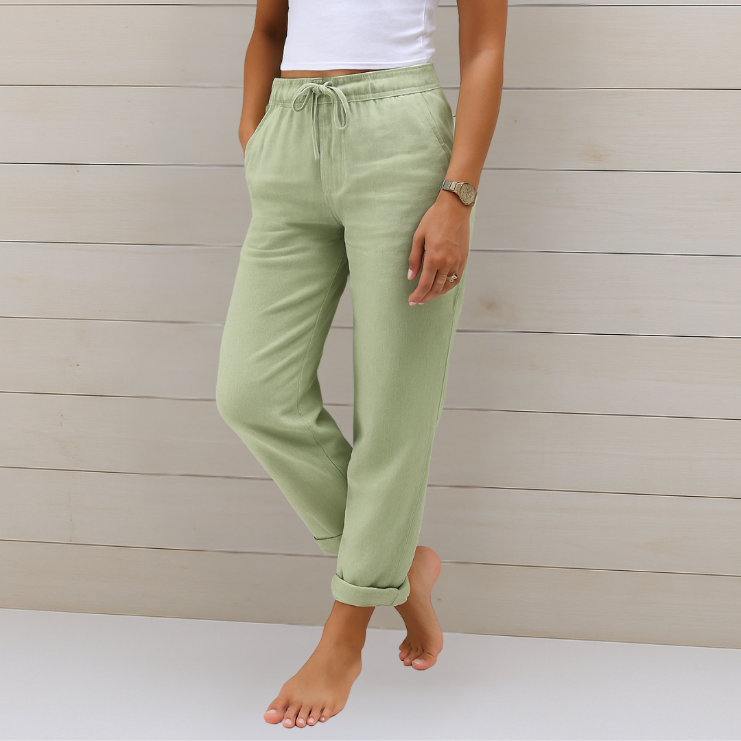 Pantalón Mujer Lino Transpirable Elástico Megan Clásico Ana