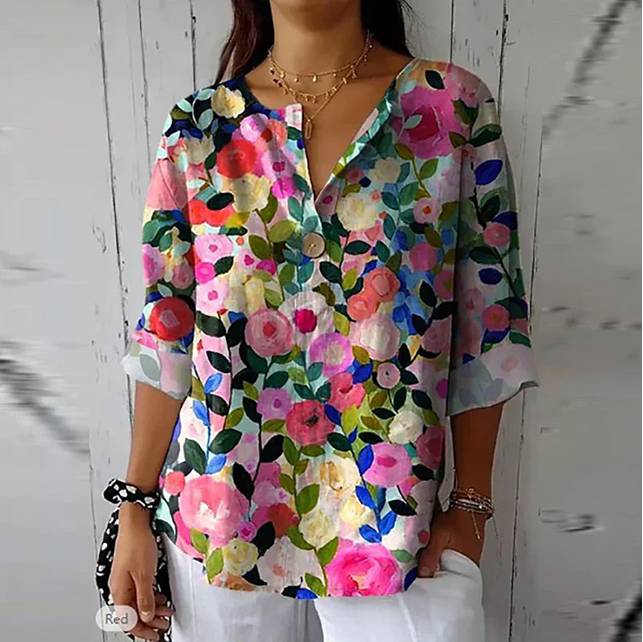 Blusa Veraniega Elegante Con Estampado Floral Fina Ana