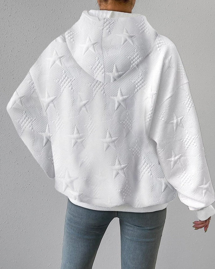 Sudadera Blanca Unicolor Manga Larga Para Mujer Ana