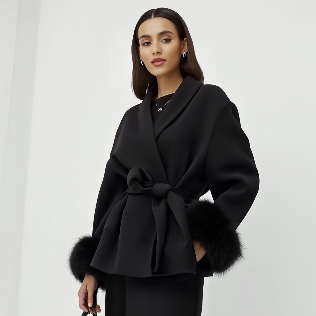 Womens Wool Coat Soft Draped Wrap Belt