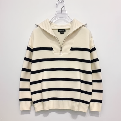 Navy Striped Sweater Soft Knit Warm Comfort