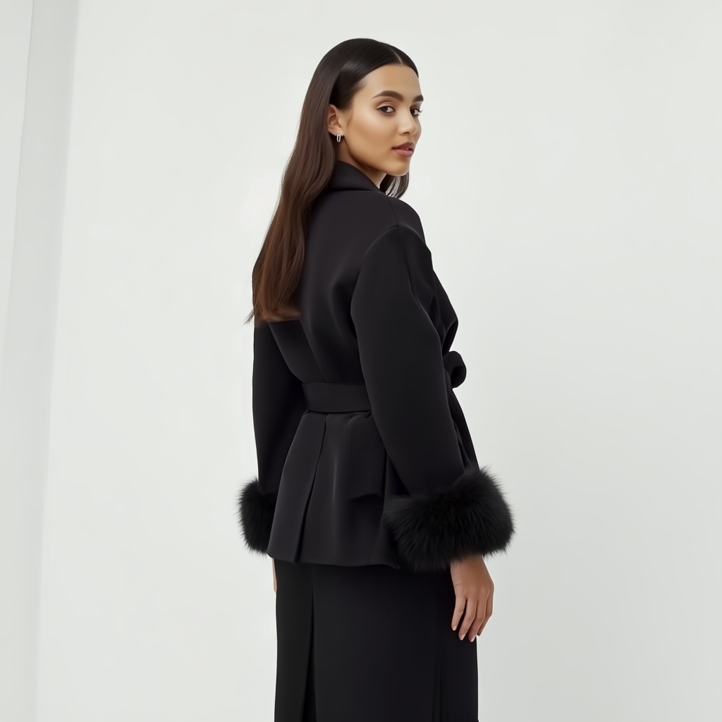 Womens Wool Coat Soft Draped Wrap Belt