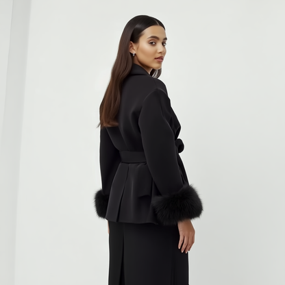 Womens Wool Coat Soft Draped Wrap Belt